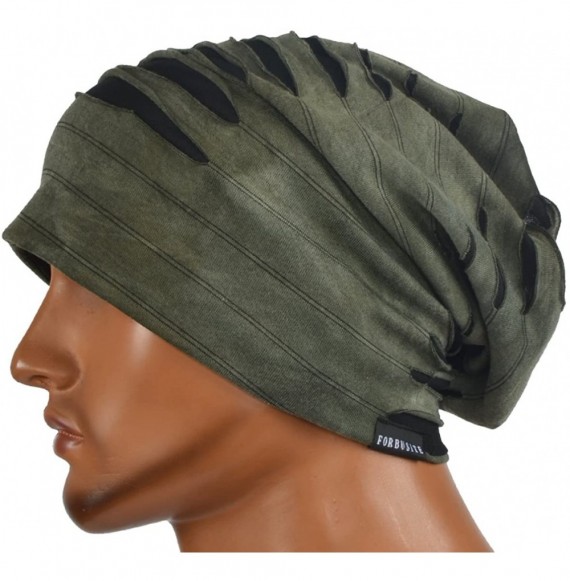 Skullies & Beanies Mens Slouch Hollow Beanie Summer Skullcap B090 - Green - CI18E7D2KXK