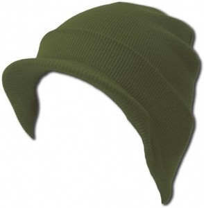 Skullies & Beanies Cuff Beanie Cap with Visor - Olive - CW12O1IEHT8