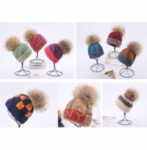 Skullies & Beanies 5" Real Raccoon Fur Pom Pom with Press Snap Button for Knitted Hat Beanie Hats- Detachable (Brown) - Brown...