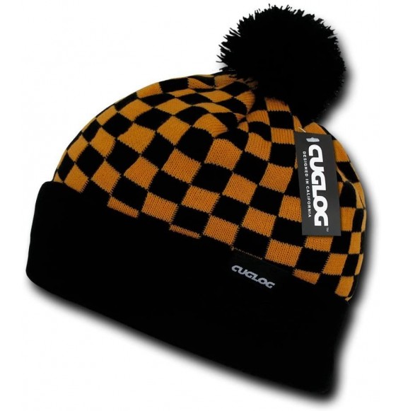 Skullies & Beanies Changbai Checker Beanie - Yellow/Black - CX11YO5LVJD