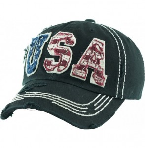 Baseball Caps USA Flag Hat Collection Distressed Vintage Baseball Cap Dad Hat Adjustable Unconstructed - (1030) Black - CL12I...