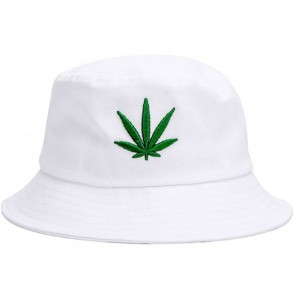 Baseball Caps Weed Bucket Cap- Marijuana Unisex Fishing Cannabis Embroidered Sun Flat Cap Hat - White - CA18G0ZQCCE