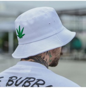 Baseball Caps Weed Bucket Cap- Marijuana Unisex Fishing Cannabis Embroidered Sun Flat Cap Hat - White - CA18G0ZQCCE