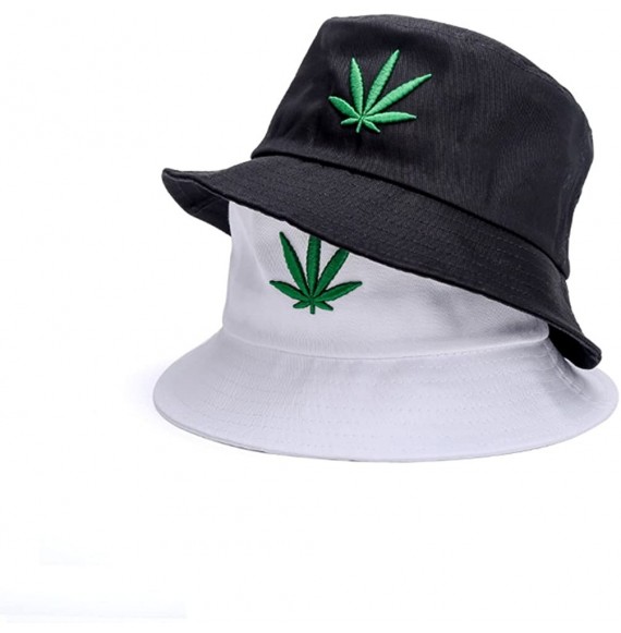 Baseball Caps Weed Bucket Cap- Marijuana Unisex Fishing Cannabis Embroidered Sun Flat Cap Hat - White - CA18G0ZQCCE