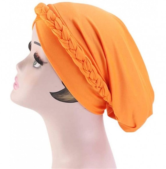 Skullies & Beanies Chemo Cancer Turbans Cap Twisted Braid Hair Cover Wrap Turban Headwear for Women - Single Braid a Purple -...