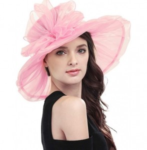 Sun Hats Women's Kentucky Derby Fascinators Church Wedding Easter Tea Party Hat - Pink - CY17AA8RMRM