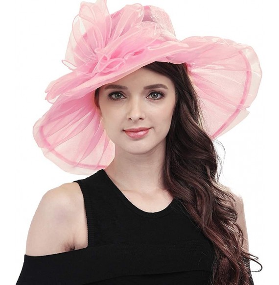 Sun Hats Women's Kentucky Derby Fascinators Church Wedding Easter Tea Party Hat - Pink - CY17AA8RMRM