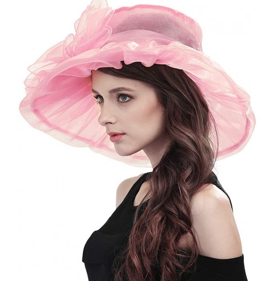 Sun Hats Women's Kentucky Derby Fascinators Church Wedding Easter Tea Party Hat - Pink - CY17AA8RMRM