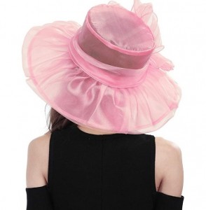 Sun Hats Women's Kentucky Derby Fascinators Church Wedding Easter Tea Party Hat - Pink - CY17AA8RMRM