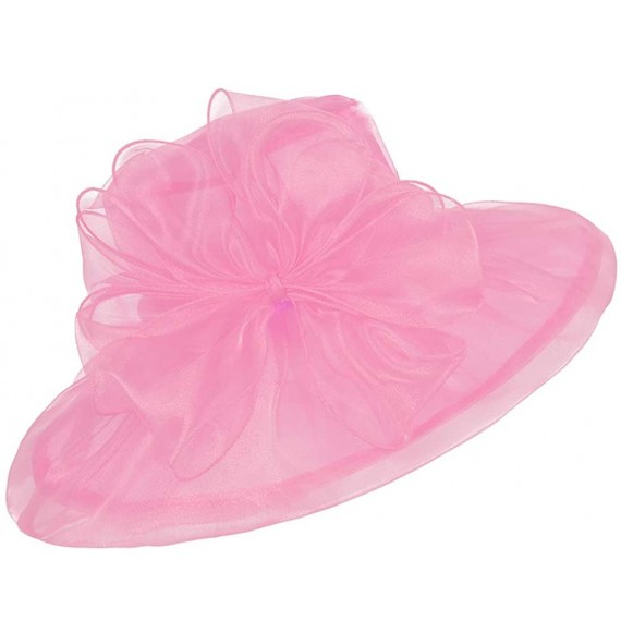 Sun Hats Women's Kentucky Derby Fascinators Church Wedding Easter Tea Party Hat - Pink - CY17AA8RMRM