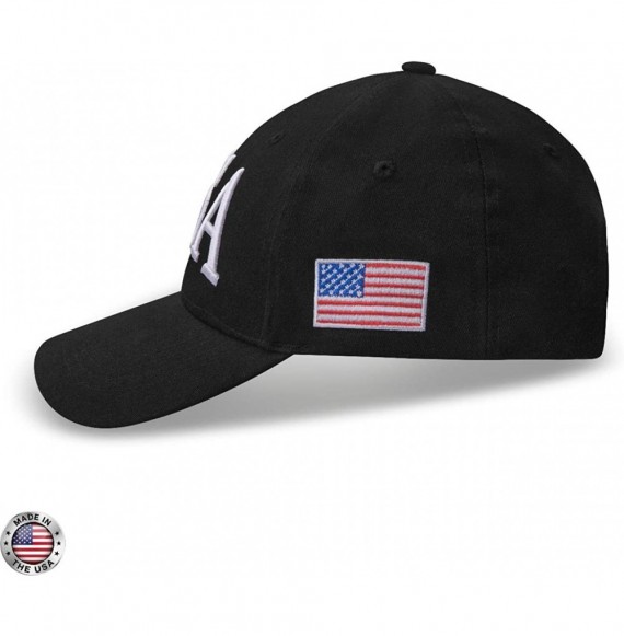 Baseball Caps USA Baseball Cap Polo Style Buckle Adjustable Embroidered Dad Hat American Flag for Men and Women Black - C218S...