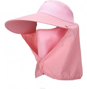 Sun Hats Women Sun Flap Cap Wide Brim Fishing Hat with Removable Face Mask & Neck Flap UPF 50+ - Pink - CE194EU7GHZ