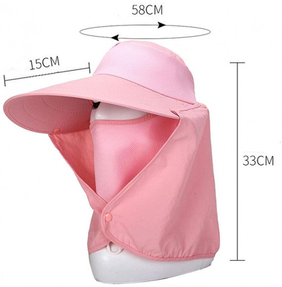 Sun Hats Women Sun Flap Cap Wide Brim Fishing Hat with Removable Face Mask & Neck Flap UPF 50+ - Pink - CE194EU7GHZ