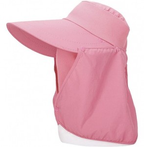 Sun Hats Women Sun Flap Cap Wide Brim Fishing Hat with Removable Face Mask & Neck Flap UPF 50+ - Pink - CE194EU7GHZ