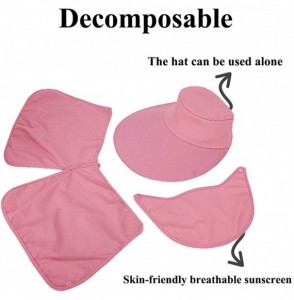 Sun Hats Women Sun Flap Cap Wide Brim Fishing Hat with Removable Face Mask & Neck Flap UPF 50+ - Pink - CE194EU7GHZ