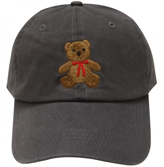 Baseball Caps Teddy Bear Cotton Baseball Cap - Charcoal - CP12LC6Z1AZ