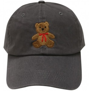 Baseball Caps Teddy Bear Cotton Baseball Cap - Charcoal - CP12LC6Z1AZ