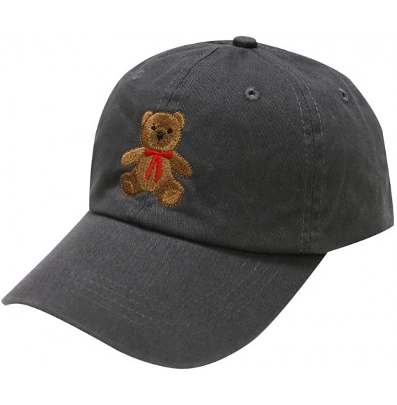 Baseball Caps Teddy Bear Cotton Baseball Cap - Charcoal - CP12LC6Z1AZ