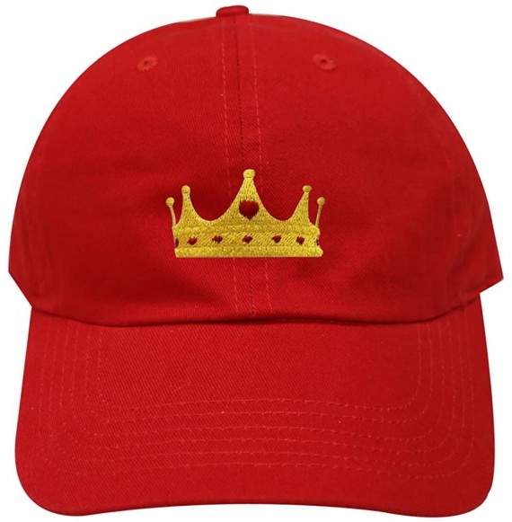 Baseball Caps Crown Cotton Baseball Dad Cap - Red - CD17YQQ7OM5