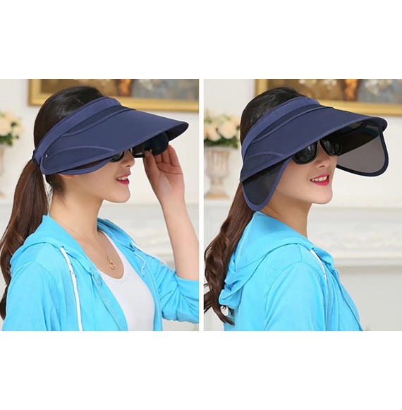 Sun Hats Womens Sun Hats with Retractable Visor Wide Brim Plastic Sun Visor UV Protection Summer Beach Fishing Hat Cap - CN18...