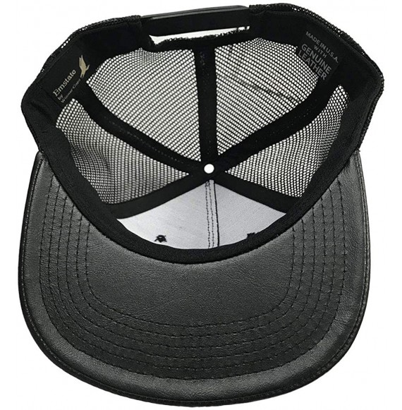 Baseball Caps Genuine Leather Trucker Hats Snapback Made in USA - Black - CJ11GL0RYD1