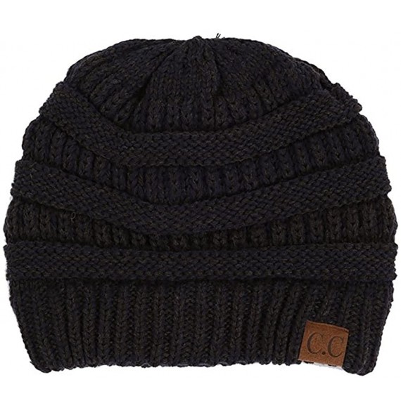 Skullies & Beanies Two Tone Chunky Soft Marled Knit Soft Beanie - Navy/Dark Grey - CK12M1O1VP7