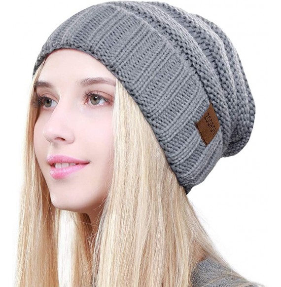 Skullies & Beanies Cable Knit Slouchy Beanie for Women- Lined Winter Beanie Hats for Women Chunky & Warm- Trendy Thick Skull ...