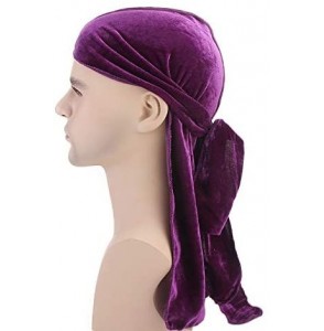 Skullies & Beanies Unisex Velvet Deluxe Durag for 360 Waves Headwraps Extra Long-Tail Straps Du-RAG - Velvet Khaki + Peacock ...