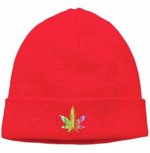 Skullies & Beanies Hip-Hop Knitted Hat for Mens Womens Psychedelic Marijuana Leaf Unisex Cuffed Plain Skull Knit Hat Cap Head...