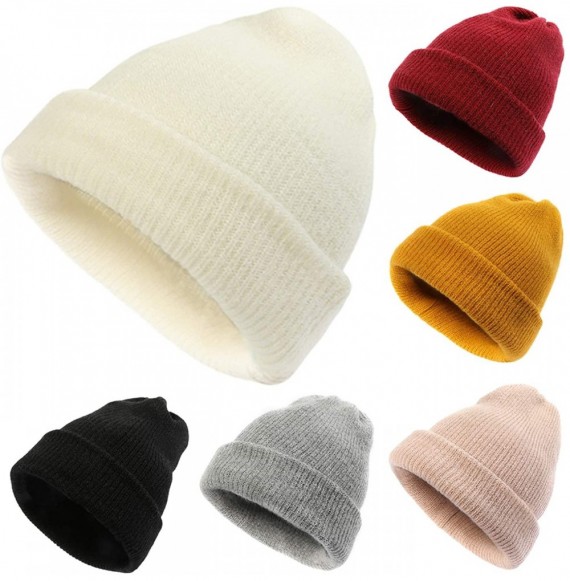 Skullies & Beanies Womens Winter Beanie Hat with Wool- Ripped Beanie- Mustard Slouch Beanie Women - White - CS18XQE7QZE