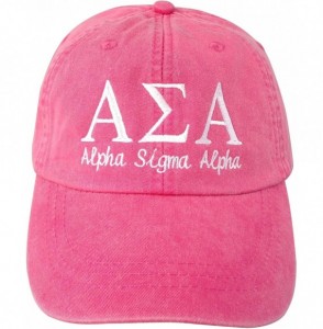 Baseball Caps Womens Alpha Sigma Alpha Script Baseball Cap - Pink - CC1872L9X60