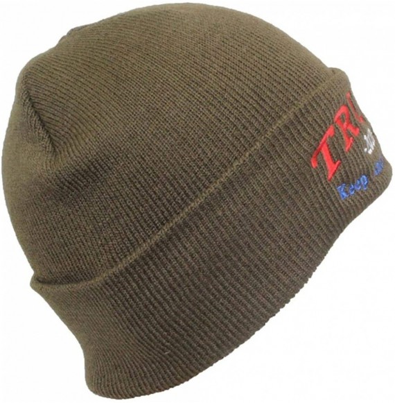 Skullies & Beanies Adult USA Made Embroidered Trump 2020 Keep America Great Beanie - Olive - C918A9C3X3L