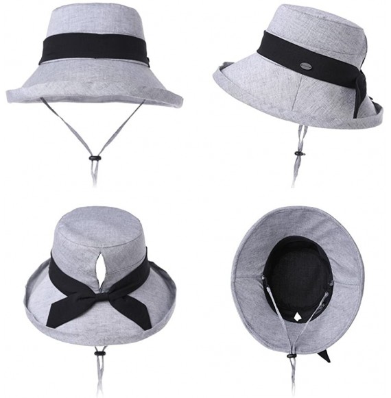 Sun Hats Womens 100% Cotton Bucket Sun Hat UPF 50 Chin Strap Adjustable Packable Wide Brim - Black99002 - CG18NA5G9HQ