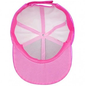 Baseball Caps Shiny Holographic Baseball Cap Laser Leather Rainbow Reflective Glossy Snapback Hats - Pink - C518AUGQLCE