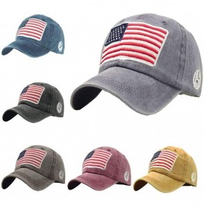 Baseball Caps Unisex Baseball Caps-Flag Embroidery Washed Cotton Hat for Women Men-55-60cm - Coffee - CQ18Y7DHKWM