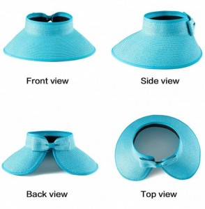 Sun Hats Foldable Sun Visors for Women - Beach Hat Wide Brim Sun Hat Roll-Up Straw Hat - CS18SYHA50T