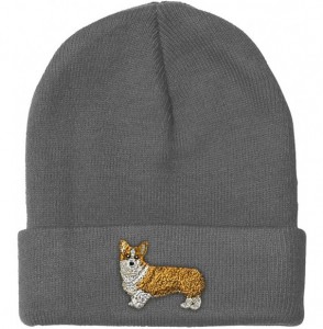 Skullies & Beanies Custom Beanie for Men & Women Pembroke Welsh Corgi Dog B Embroidery Acrylic - Light Grey - CQ18ZS23WYX