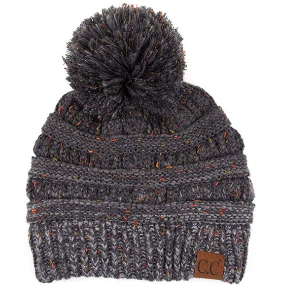 Skullies & Beanies Exclusive CC Confetti Knitted Beanie with Pom Pom - Dark Melangegrey - CW12K7FA87D