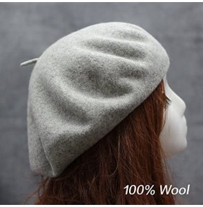 Berets 100% Wool French Style Casual Classic Solid Color Wool Beret Hat Cap - White - CG12N8W81BS