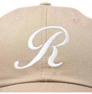 Baseball Caps Initial Hat Letter R Womens Baseball Cap Monogram Cursive Embroider - Khaki - C118TYI4XR8