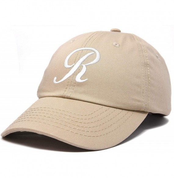 Baseball Caps Initial Hat Letter R Womens Baseball Cap Monogram Cursive Embroider - Khaki - C118TYI4XR8