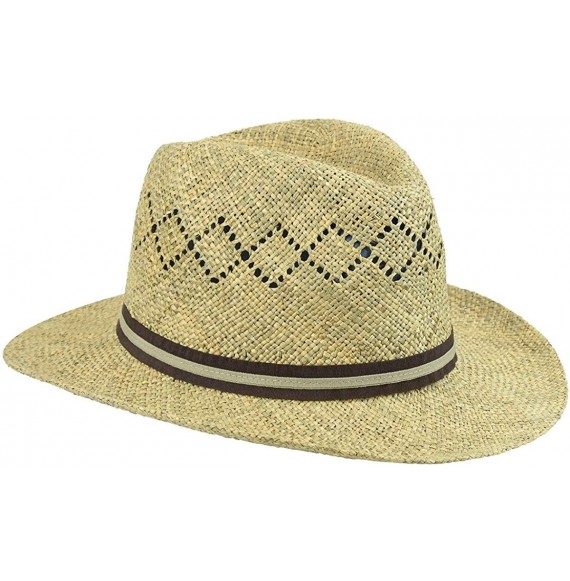 Fedoras Men's Vented Outback Linenweave Fedora Hat - Natural - CY127F3RDMT