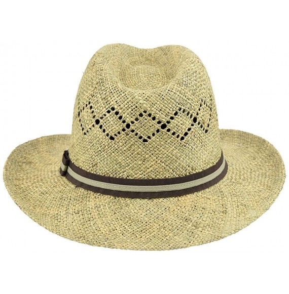 Fedoras Men's Vented Outback Linenweave Fedora Hat - Natural - CY127F3RDMT