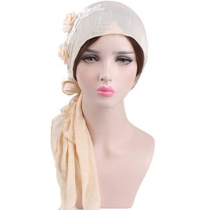 Skullies & Beanies Turban Headwear Chemo Cancer Turbans Head Wrap Night Cap for Sleeping for Women (Beige) - C318T9SLQ4E