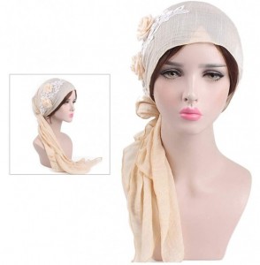 Skullies & Beanies Turban Headwear Chemo Cancer Turbans Head Wrap Night Cap for Sleeping for Women (Beige) - C318T9SLQ4E