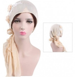 Skullies & Beanies Turban Headwear Chemo Cancer Turbans Head Wrap Night Cap for Sleeping for Women (Beige) - C318T9SLQ4E