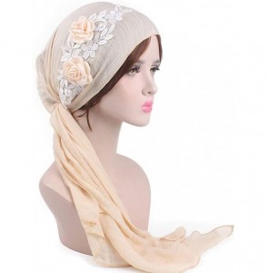 Skullies & Beanies Turban Headwear Chemo Cancer Turbans Head Wrap Night Cap for Sleeping for Women (Beige) - C318T9SLQ4E