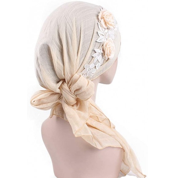 Skullies & Beanies Turban Headwear Chemo Cancer Turbans Head Wrap Night Cap for Sleeping for Women (Beige) - C318T9SLQ4E