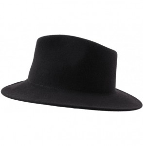 Fedoras Men's Nude Traveller Teardrop Wool Felt Fedora Hat Packable Water Repellent - Noir - CH187DWQ835