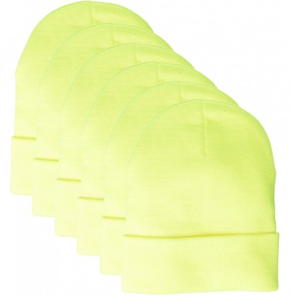 Skullies & Beanies Men's Knit Beanie with Cuff (6 Pack) - Safety Yellow - C018GZ5UXET